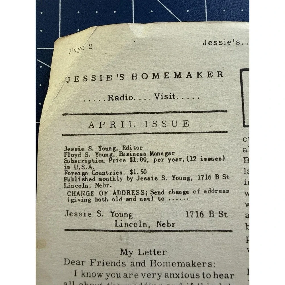 Jessie's Homemaker Radio‎ Visit April 1950 Vol 4 No. 8 VTG Publication Ephemera